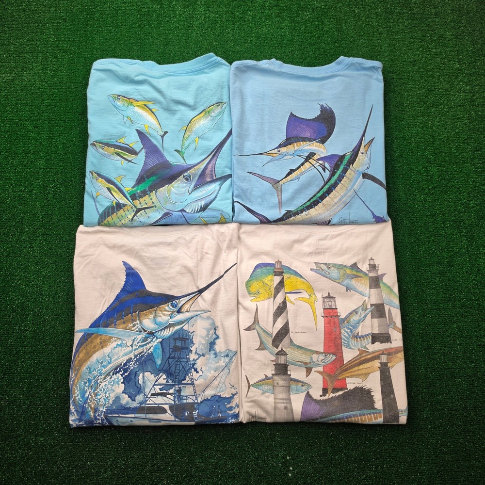 Guy Harvey Fishing Graphic Tshirt Mens Large Bundle Lot of 4 Outdoors Marlin